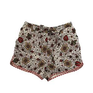 Easton Pearson Silk Shorts - Floral - White Red Yellow - Size S